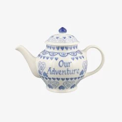 Personalised Blue Sampler 2 Mug Teapot