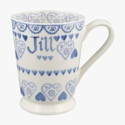 Personalised Blue Sampler Cocoa Mug