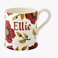 Personalised Christmas Rose 1/2 Pint Mug