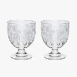 Golden Tulips Set Of 2 Wine Glasses