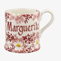 Personalised Pink Daisy Fields 1/2 Pint Mug