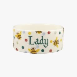 Personalised Bumblebee & Small Polka Dot Small Pet Bowl