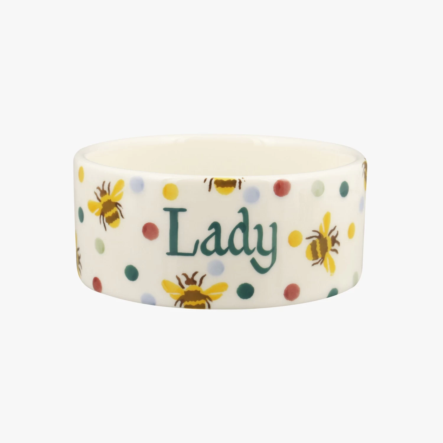 Personalised Bumblebee & Small Polka Dot Small Pet Bowl