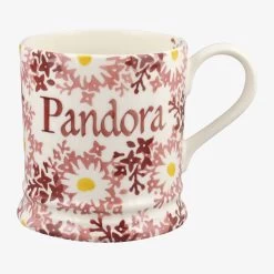Personalised Pink Daisy Fields 1 Pint Mug