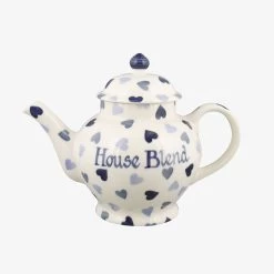 Personalised Blue Hearts 4 Mug Teapot