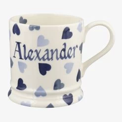 Personalised Blue Hearts 1 Pint Mug