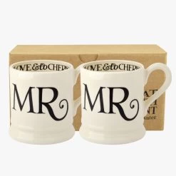 Black Toast 'Mr & Mr' Set Of 2 1/2 Pint Mugs Boxed