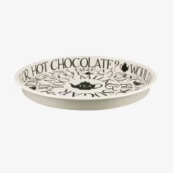 Black Toast Round Tin Tray