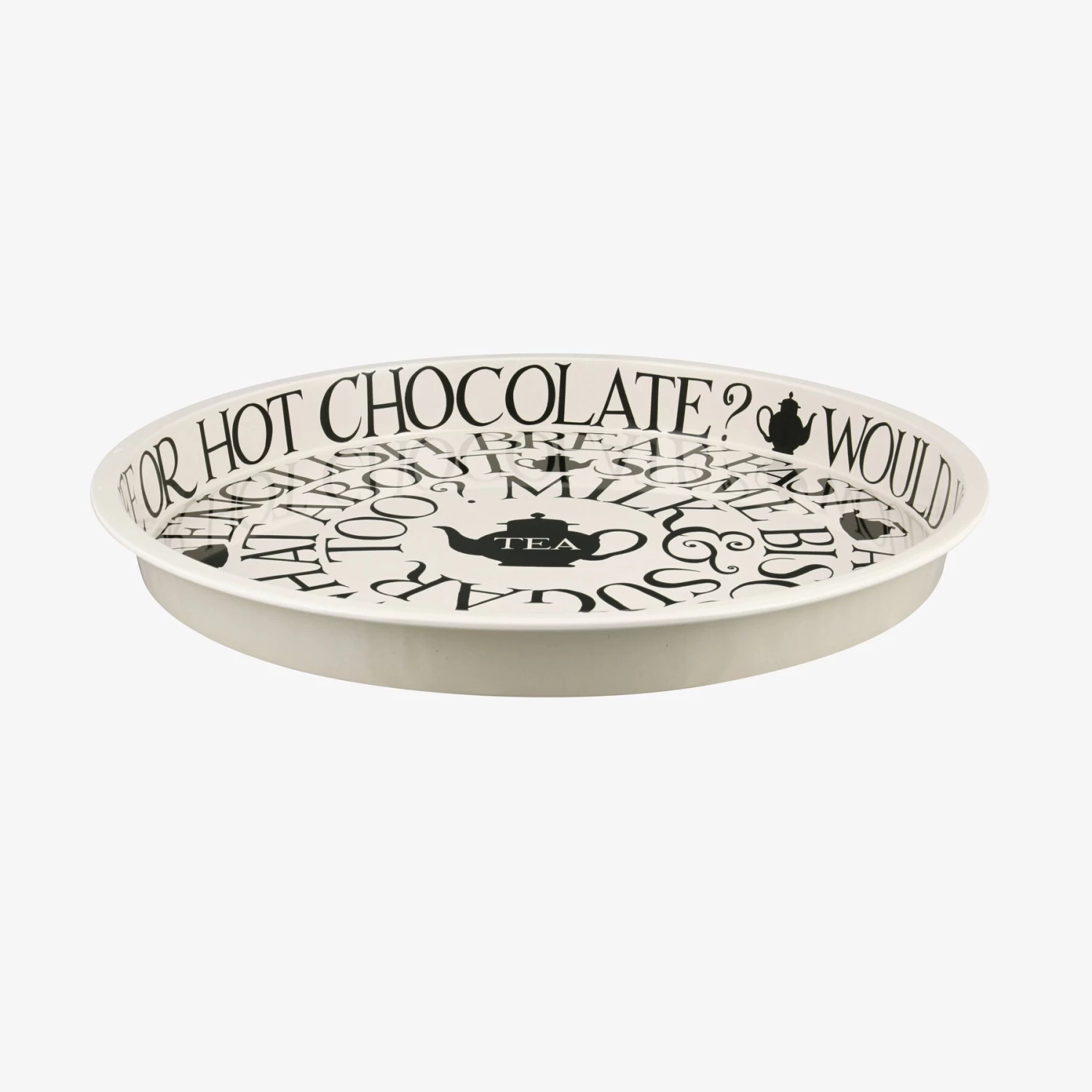 Black Toast Round Tin Tray