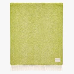 Lime Herringbone Wool Throw 140 X 185 Cm