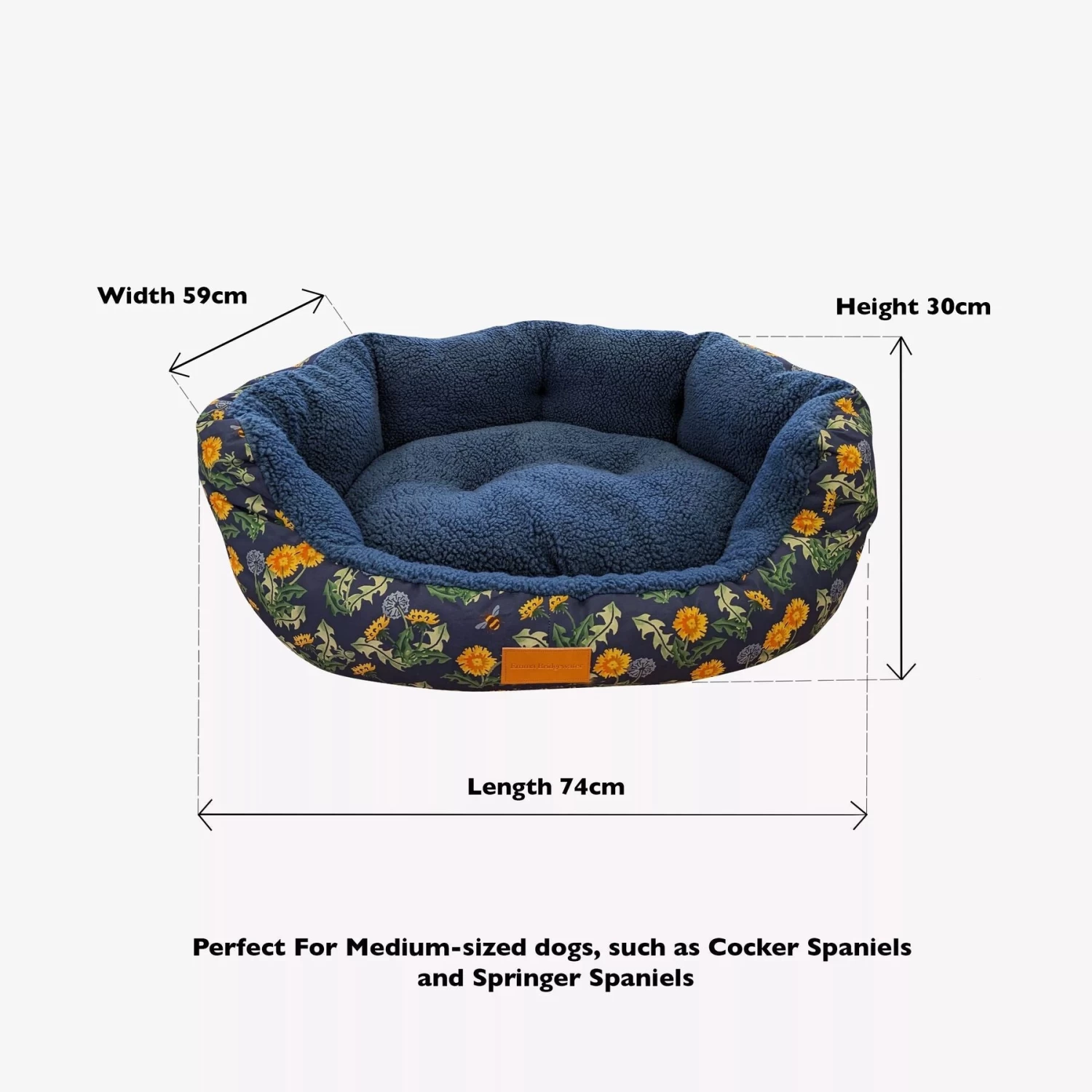 Dandelion Waterproof Waxed Cotton Medium Pet Bed - Image 5