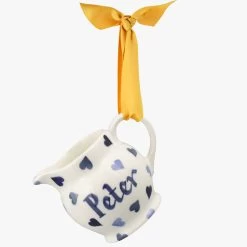 Personalised Blue Hearts Tiny Jug Decoration