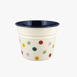 Polka Dot Enamel Plant Pot