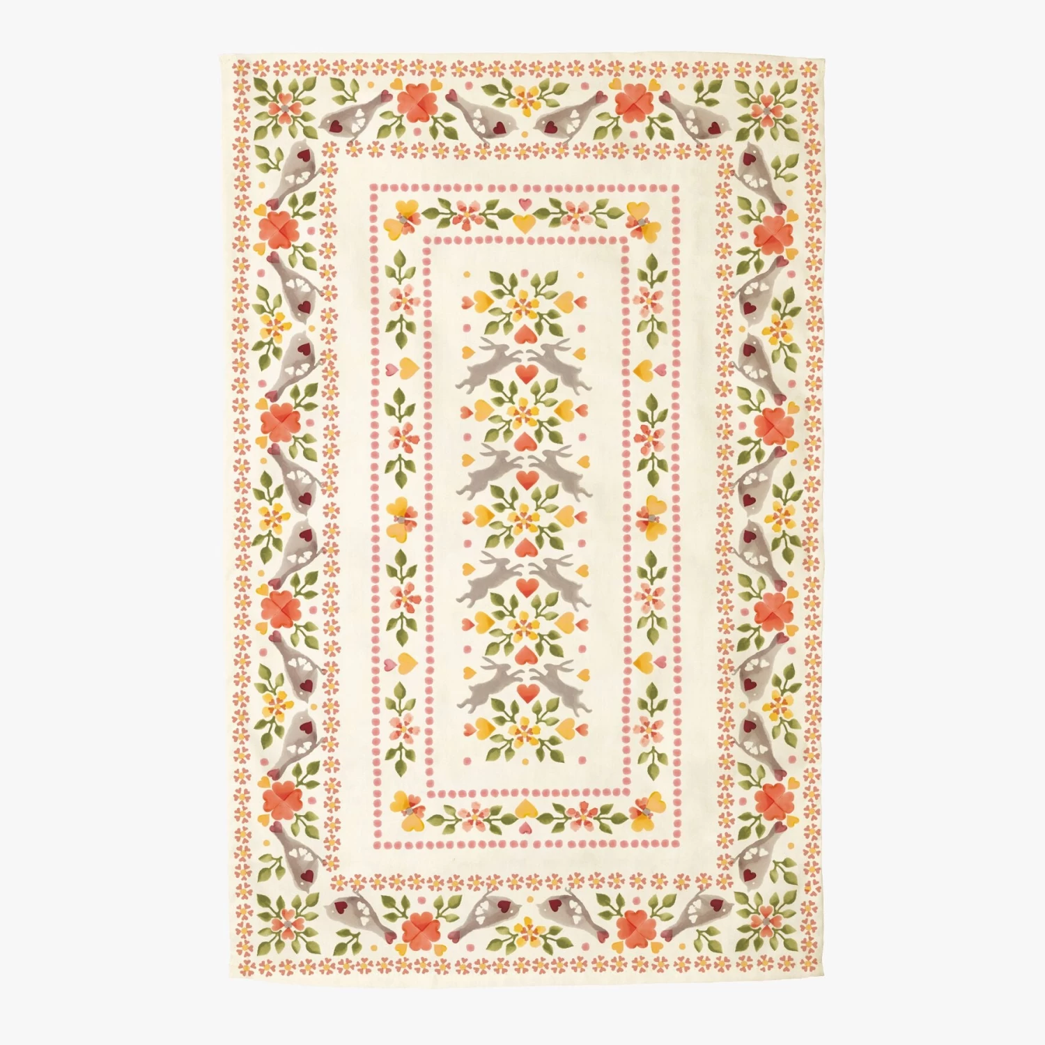 Lovebirds Coral Tea Towel