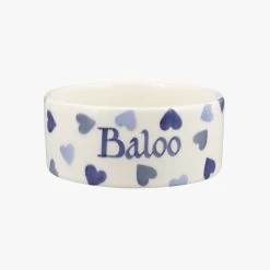 Personalised Blue Hearts Small Pet Bowl