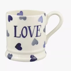 Personalised Blue Hearts 1/2 Pint Mug