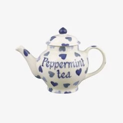 Personalised Blue Hearts 2 Mug Teapot