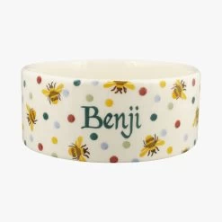 Personalised Bumblebee & Small Polka Dot Large Pet Bowl