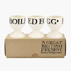 Black Toast Set Of 3 Egg Cups Boxed