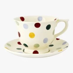 Polka Dot Large Teacup & Saucer Set