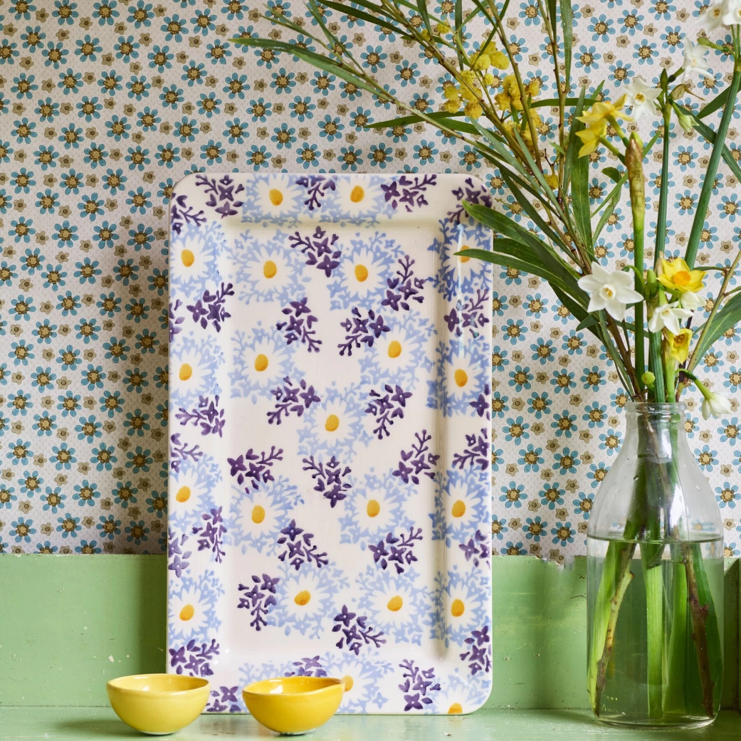 Blue Daisy Fields Medium Oblong Plate - Image 2