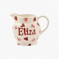Personalised Pink Hearts Tiny Jug Decoration