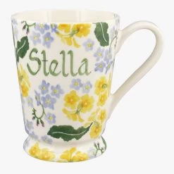 Personalised Forget Me Not & Primrose Cocoa Mug