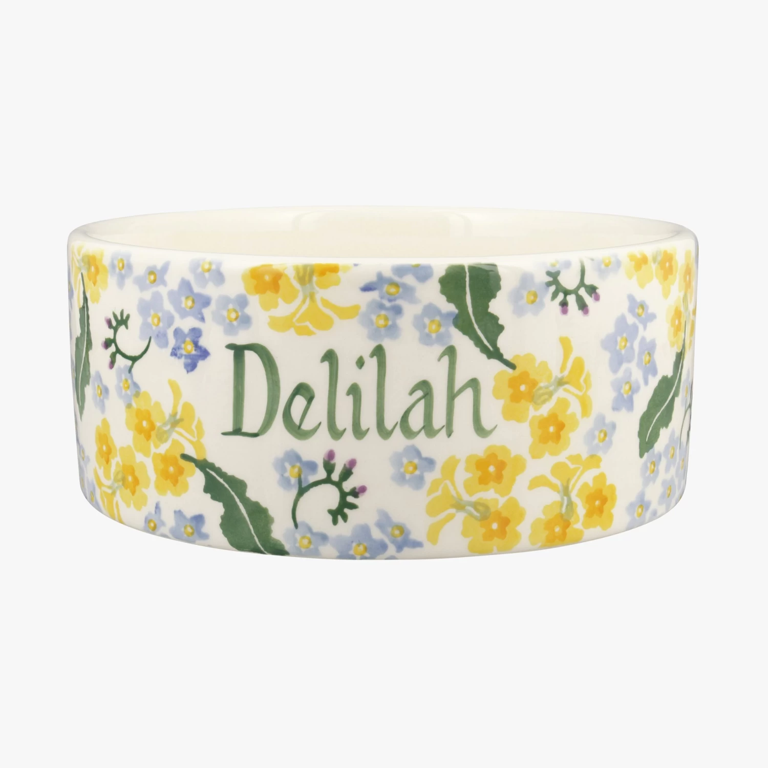 Personalised Forget Me Not & Primrose Large Pet Bowl