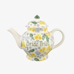 Personalised Forget Me Not & Primrose 4 Mug Teapot