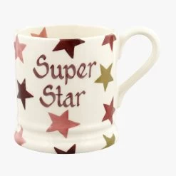 Personalised Pink & Gold Stars 1/2 Pint Mug