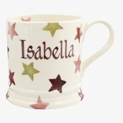 Personalised Pink & Gold Stars 1 Pint Mug