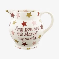 Personalised Pink & Gold Stars 3 Pint Jug
