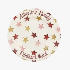 Personalised Pink & Gold Stars 8 1/2" Plate