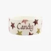 Personalised Pink & Gold Stars Small Pet Bowl