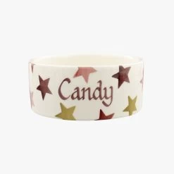 Personalised Pink & Gold Stars Small Pet Bowl