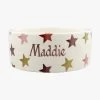 Personalised Pink & Gold Stars Large Pet Bowl