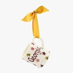 Personalised Pink & Gold Stars Tiny Mug Decoration