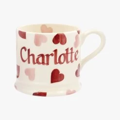 Personalised Pink Hearts Small Mug