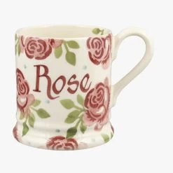 Personalised Pink Roses 1/2 Pint Mug
