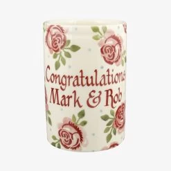 Personalised Pink Roses Medium Vase