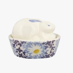 Blue Daisy Fields Bunny On Basket